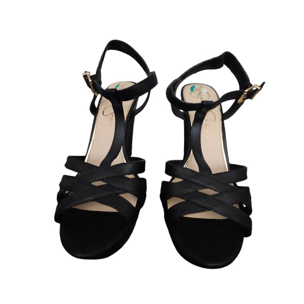 Jessica Simpson Black Strappy Platform Wedge SZ 8 NEW - Picture 1 of 9